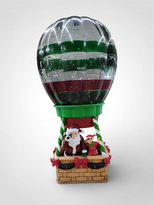 Santa & Elf Christmas Balloon Glitter Globe Hot Air Balloon Cracker Barrel Decor