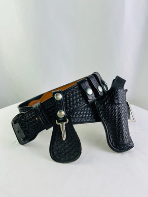 Safety Speed Dutyman Basketweave Holster Black Leather Belt Men's 42