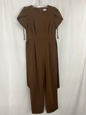 Calvin Klein Brown Short Sleeve Belted Jumpsuit Women's Size 8