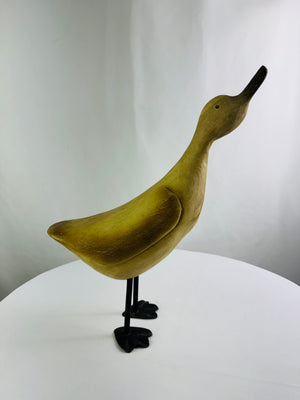 Wooden Goose Statue w/ Metal Webbed Feet Statue Figure 16" Vintage Farmhouse