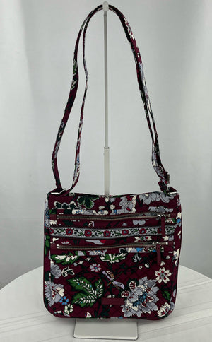 Vera Bradley Medium Maroon Floral Messenger Crossbody Purse NWOT