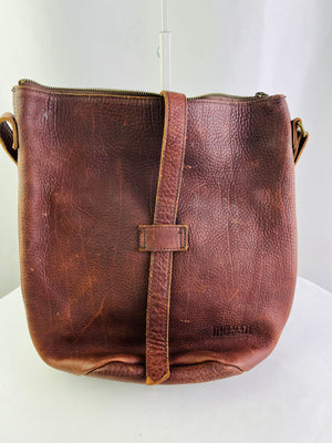 Duluth Trading Co Large Dark Brown Pebbled Leather Crossbody Shoulder Bag