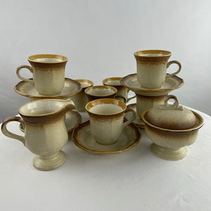Vintage Mikasa Whole Wheat Granola Stoneware Cream & Sugar | Set of 16