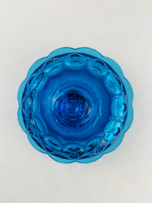 Vintage LE Smith Moon and Stars Colonial Blue Glass Covered Round Butter Dish