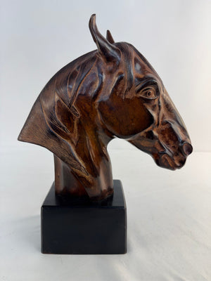Vintage Bombay Company Cast Metal Horse Head Bust Sculpture Large 14" Heavy 11lb