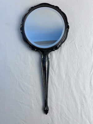 Vintage 835 Silver Handheld Vanity Mirror