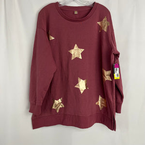Xersion Studio Rose Gold Foil Star Printed Pullover Sweatshirt Women's 0X NWT