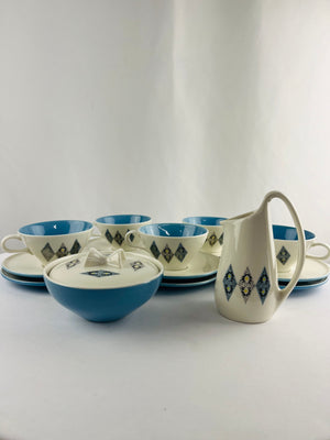 Informal by Iroquois Ben Seibel Blue Diamond Tea Set 19 Pieces with Cases