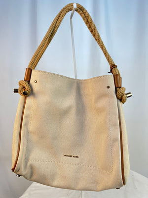 Michael Kors Isla Large Grab Bag / Shoulder Travel Bag Natural 30S2GZWT7C
