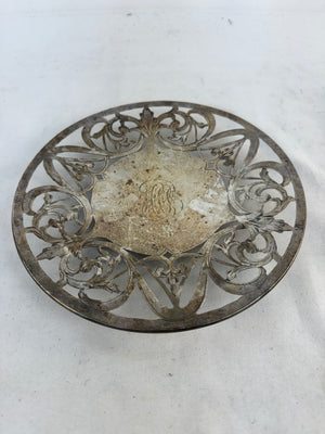 Antique Woodside Sterling Silver Trivet Plateau Platter 9.5" 240g Pierced