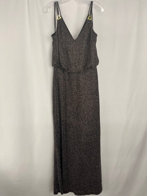 Calvin Klein Elegant Black Multi Glitter Metallic Blouson Formal Gown Size 12