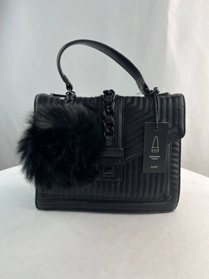 ALDO Jerilini Top Handle Satchel Black Chevron Quilted Faux Leather NWT