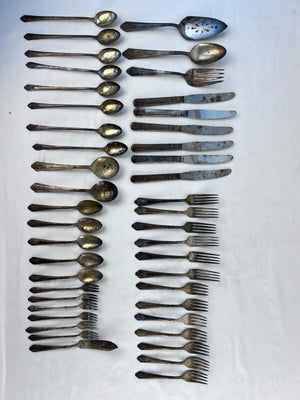 Vintage Antique Royal Saxony Silverplate Utensils Flatware 44 Pieces