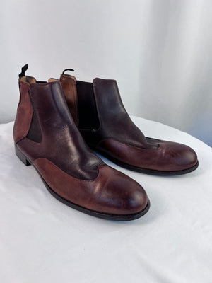 La Milano Italy Collection Men's 14 Two-Tone Chelsea Boots LZ161 Brown Leather