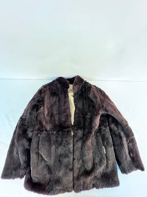 Vintage Dark Brown Natural Rabbit Fur Coat Jacket Made in France Women's Small