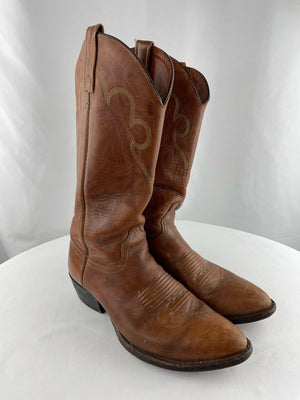 J. Chisholm Brown Leather Cowboy Western Boots Men's 9D USA
