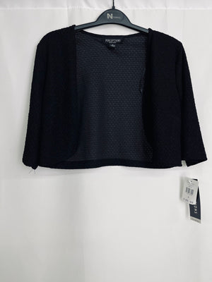 Perceptions New York Black Textured 3/4 Sleeve Bolero Women's Small NWT