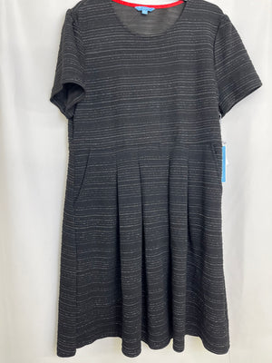 Draper James Short Sleeve Shine Dress Black Metallic Silver Pockets Women XL NWT