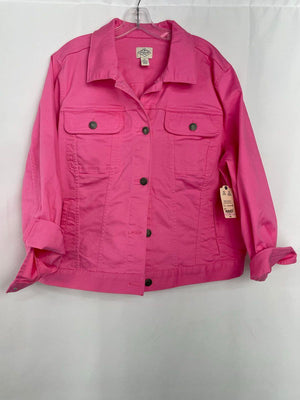 St John's Bay Classic Denim Jacket Pink Pop Women's Size 1X NWT