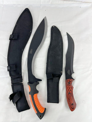 Pair of Survivor Knives in Sheaths: Big Bowie & Comfort Grip Survival Kukri