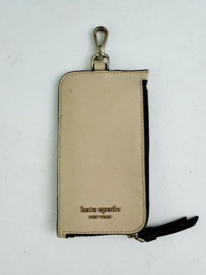 Kate Spade Madison Card Case Lanyard in Beige Saffiano Leather