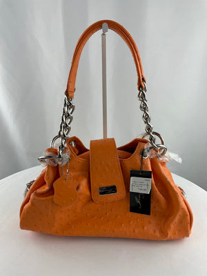 Isabella Adams Orange Ostrich Embossed Hobo Bag NWT
