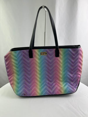 Betsey Johnson Pastel Chevron Rainbow Tote