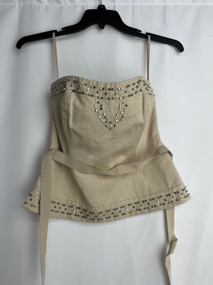 White House Black Market Beaded Strapless Corset Top Women's Size 4 NWT