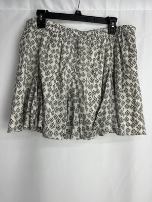 American Eagle Ivory Black Printed Smocked Tiered Mini Pull-On Skirt Size XL NWT
