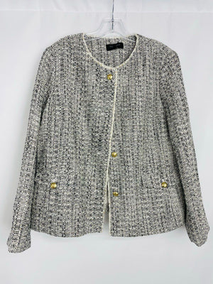 Talbots Petite Black Multi Tweed Button Up Blazer Women's 16P NWT