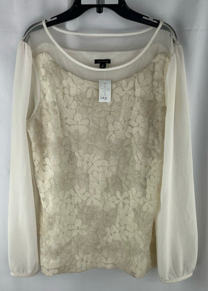 Ann Taylor Women's Cream Lace Long Sleeve Floral Lined Blouse Size M NWT MSRP$89
