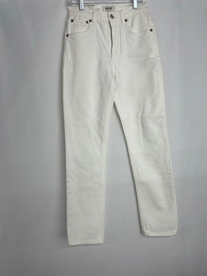 Agolde Willow Mid Rise Slim Crop Jeans in Sour Cream Women's Size 24/0 NWT