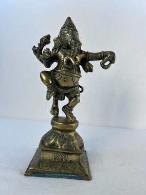 Vintage Brass Hindu Statue Dancing Ganesha Nepal Elephant God India