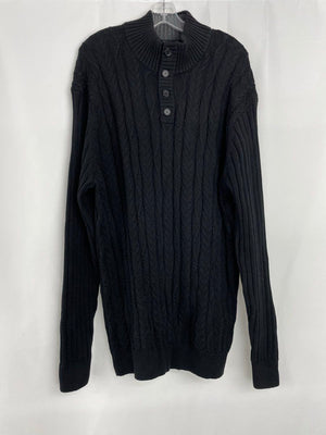 Joseph A Banks Executive Collection Black Cotton Cable Knit Sweater XXL NEW