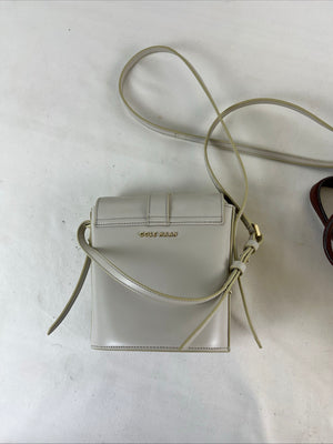 Cole Haan Light Gray Leather Mini Phone Crossbody Bag Canteen Box Purse