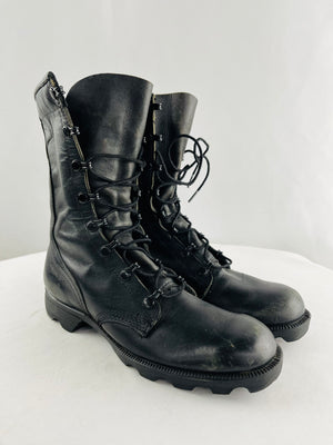 Vintage Ro Search Combat Military Boots Black Leather Lace Up 6N