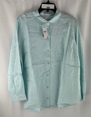 J.Jill Love Linen Morning Mist Long Sleeve Button Down Shirt Size XL NWT $89 Sug