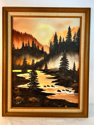 Vintage Original Oil Painting Signed Dene Novotny Mountain Stream Framed