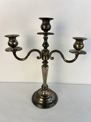 Antique Brass EPNS Silver Plated Candle Holder Original Old Hand Crafted