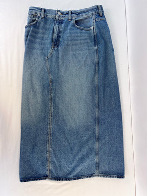 Madewell Rilee Denim Maxi Midi Skirt Enmore Wash Blue Cotton Size 30 NWT