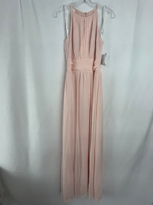 David's Bridal Long Chiffon Highneck Formal Dress in Petal Size 4