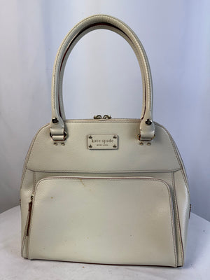 Kate Spade Wellesley Dome Bag Satchel/Top Handle Bag Cream Pebbled Leather