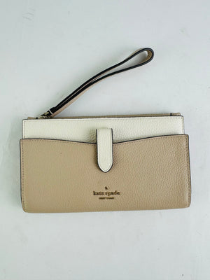 Kate Spade Leila Medium Phone Wristlet in Khaki Pebbled Leather