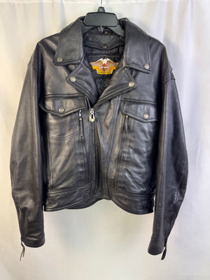 Harley Davidson Black Leather Riding Biker Jacket Women M Removable Liner 103819