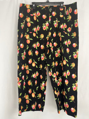 Anthropologie Maeve Women's The Colette Wide Leg Crop Pants Black Peach Size 22W