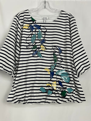 Chicos Bubble Hem Tee in Alabaster Women's XXL NWT