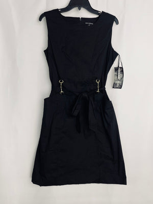 Nina Leonard Black Belted Sheath Sleeveless Dress w/ Pockets Size 10 NWT