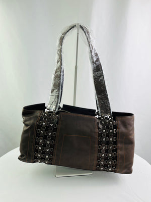 Maxx New York Brown Leather Double Handle Shoulder Bag NWT