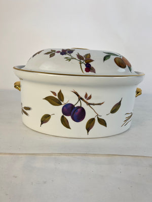 Vintage Royal Worcester Evesham Gold Porcelain Large 12” Oval Casserole 4.5Qt
