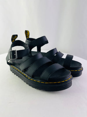 Dr. Martens Blaire Black Matte Leather Platform Gladiator Sandals UK 8 US 10